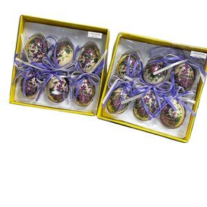 VTG Spring Easter Egg Paper Mache Floral Ornaments Made in Taiwan Lot of 12 NIB